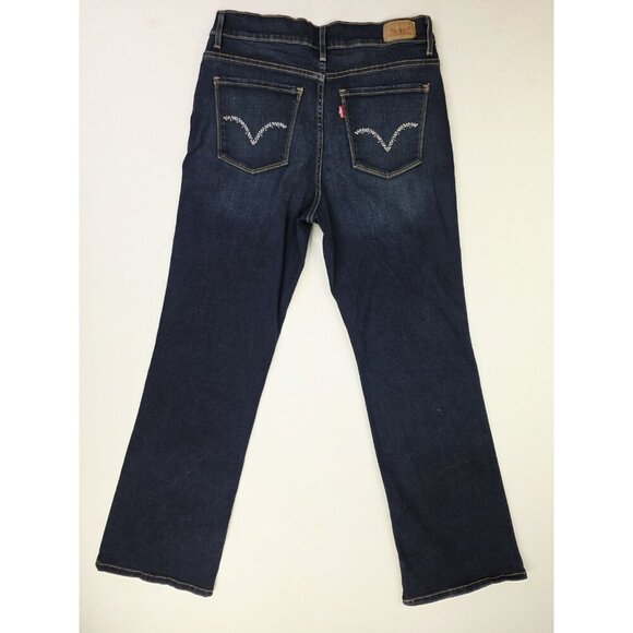 Levi's 8M Womens 32" Inseam 512 Perfectly Slimming Bootcut Blue Denim Logo Jeans - Picture 1 of 12